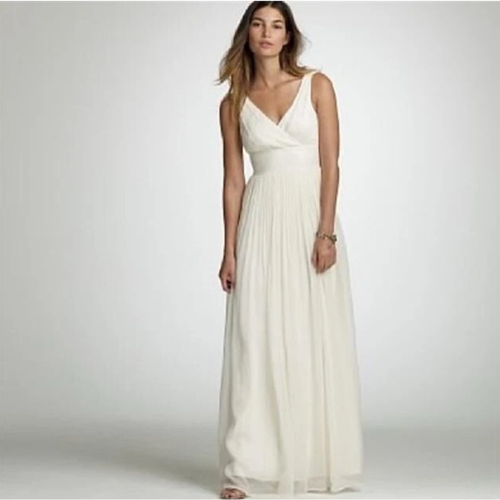 NWT J.Crew Sophia Gown Silk In Silk Chiffon 19836 Ivory Size 8 Sleeveless